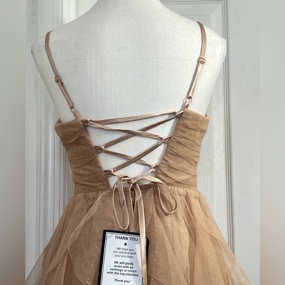 Chic Beige Ruffle Mini Dress - Picture 10 of 13
